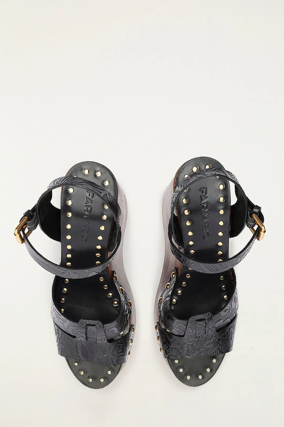 Black Studded Embossed Wedge Sandal sold by FARM Rio product image thumbnail 3
