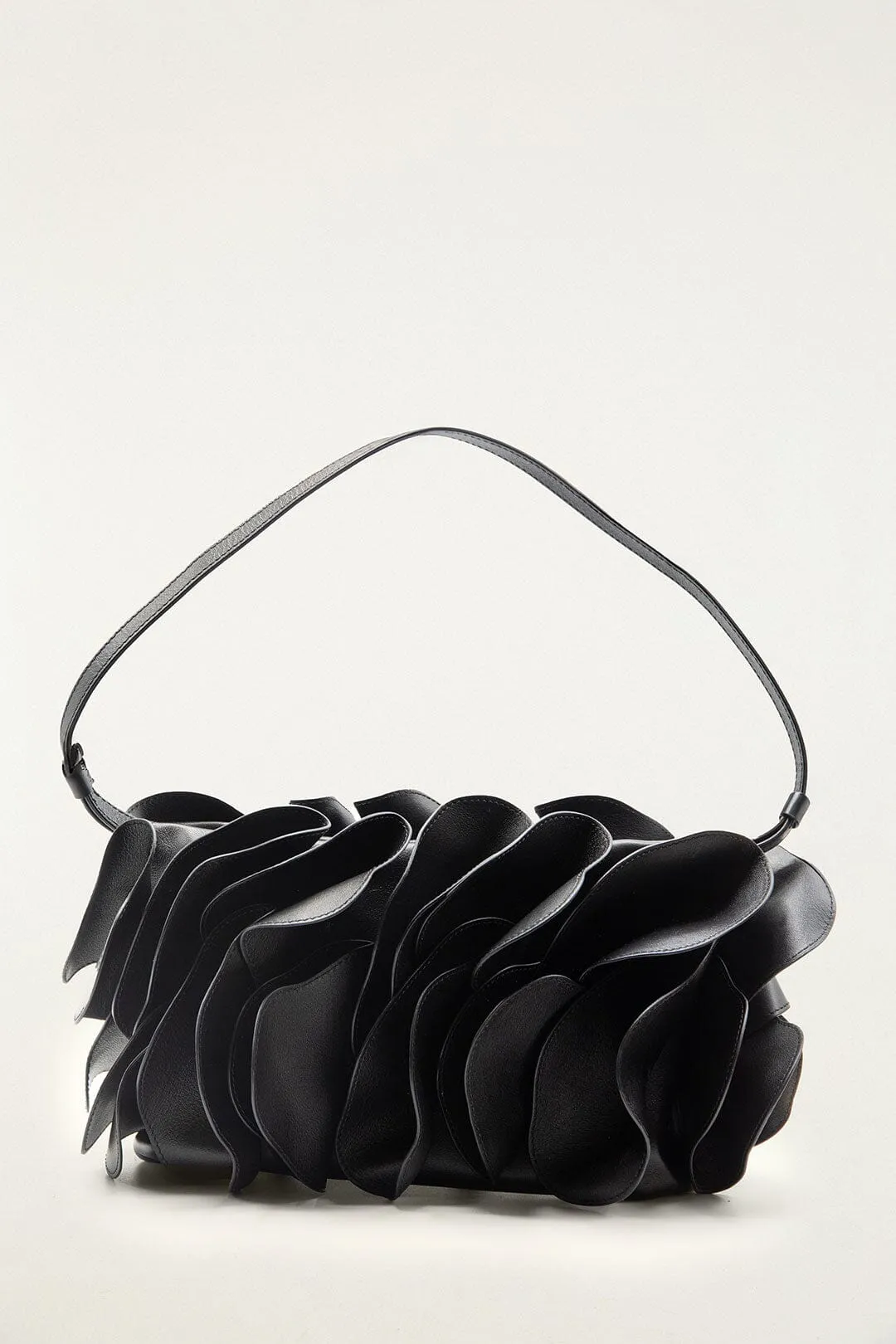 Black Leather Shoulder Flower Bag sold by FARM Rio