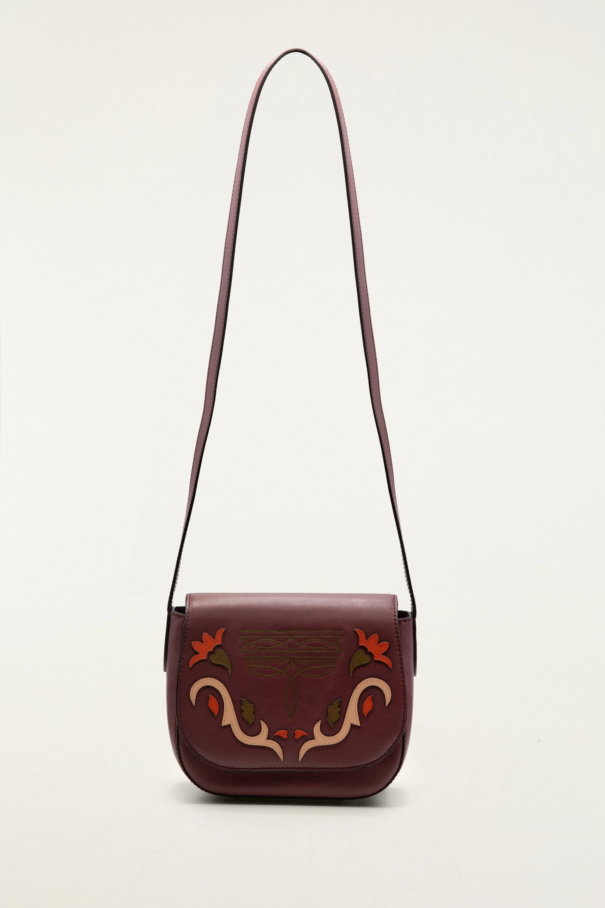 Burgundy Western Embroidered Leather Crossbody Bag sold by FARM Rio product image thumbnail 5
