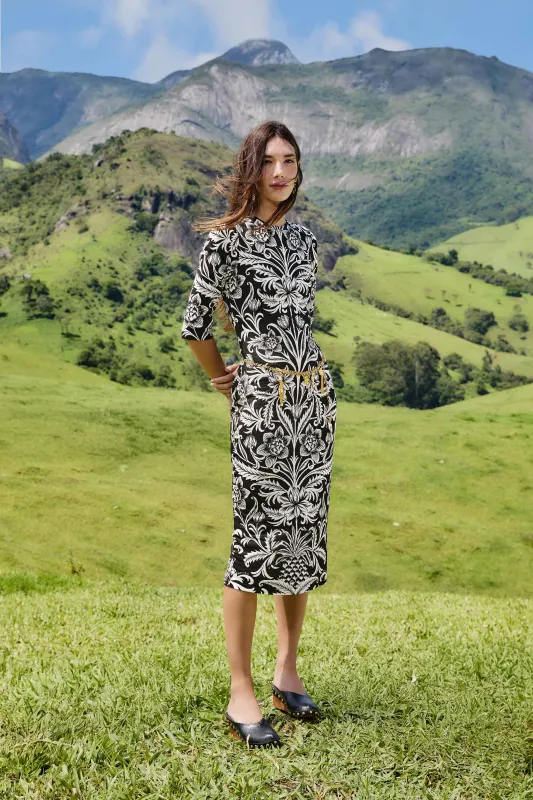 Black Lisbon Lenzing™ Ecovero™ Viscose Jersey Midi Dress sold by FARM Rio