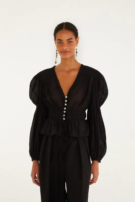 Black Long Sleeve Blouse sold by FARM Rio