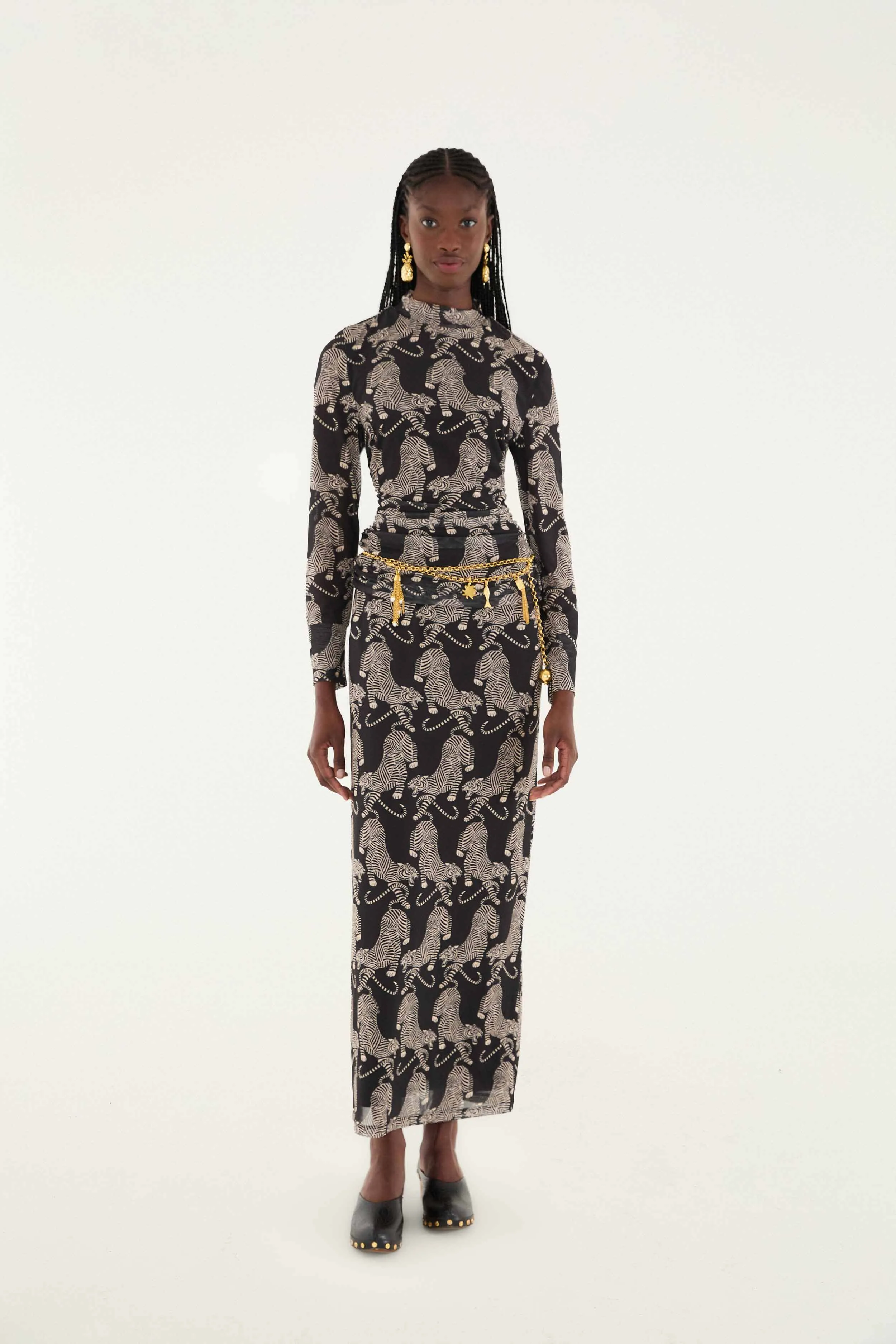 Black Striped Tigers Tulle Maxi Skirt sold by FARM Rio