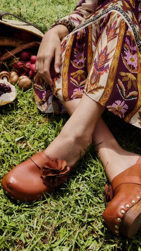Brown Flower Clog sold by FARM Rio