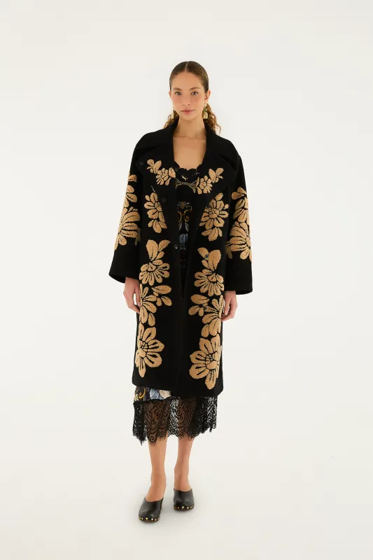 Bold Flowers Black Fleece sold by FARM Rio