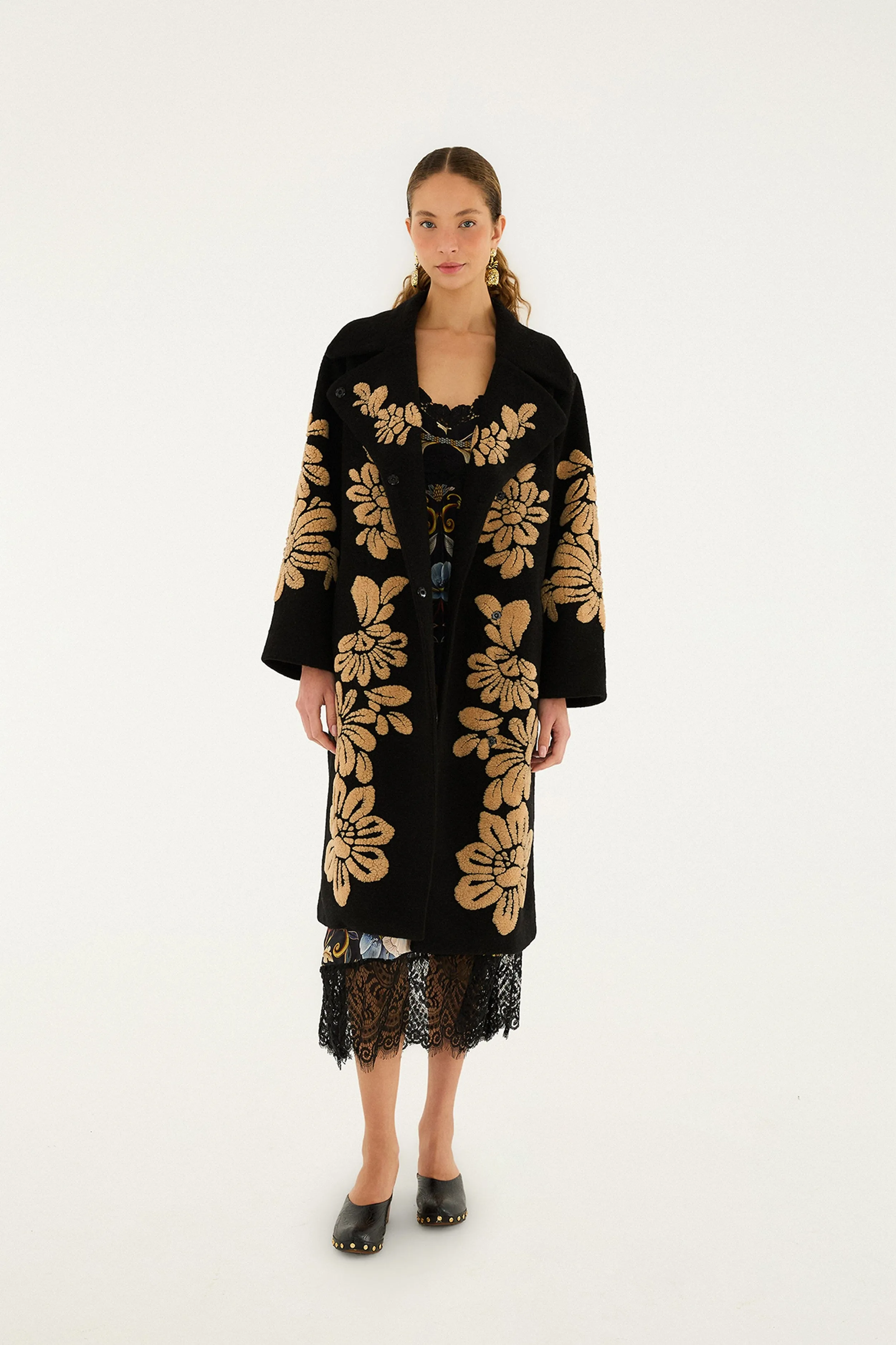 Bold Flowers Black Fleece sold by FARM Rio