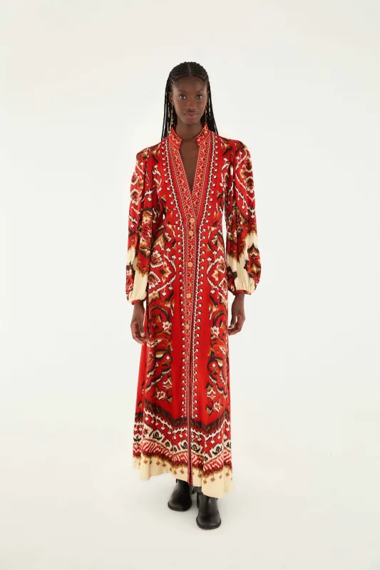 Cream Ainika Pineapple Ikat Maxi Dress sold by FARM Rio