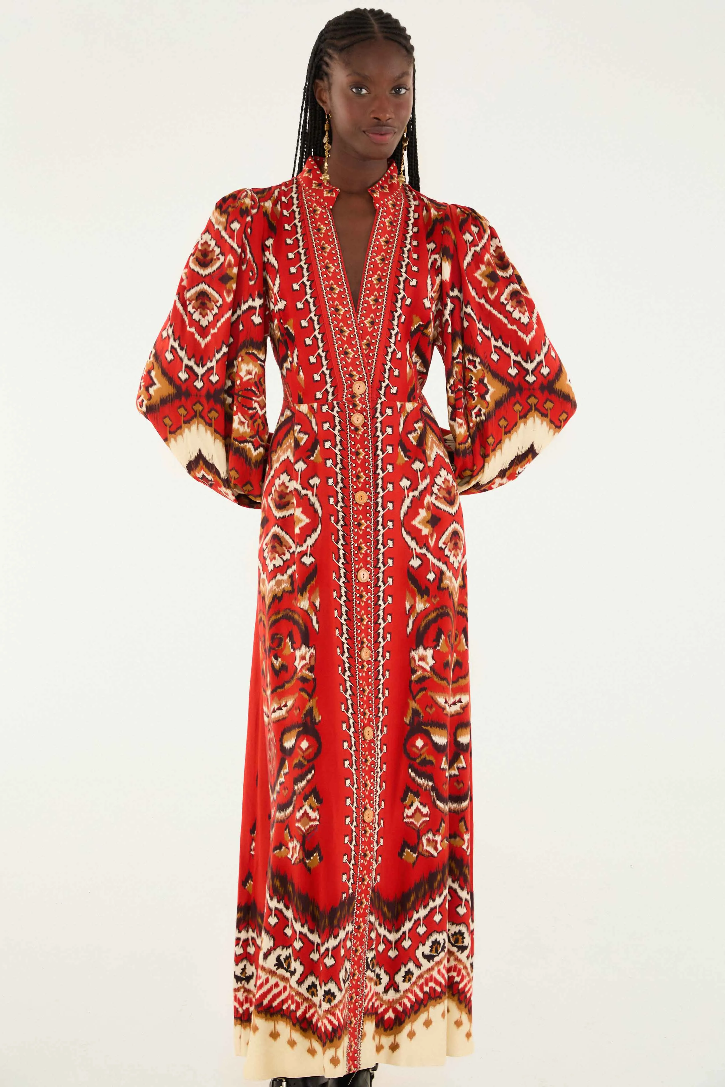 Cream Ainika Pineapple Ikat Maxi Dress sold by FARM Rio product image thumbnail 2