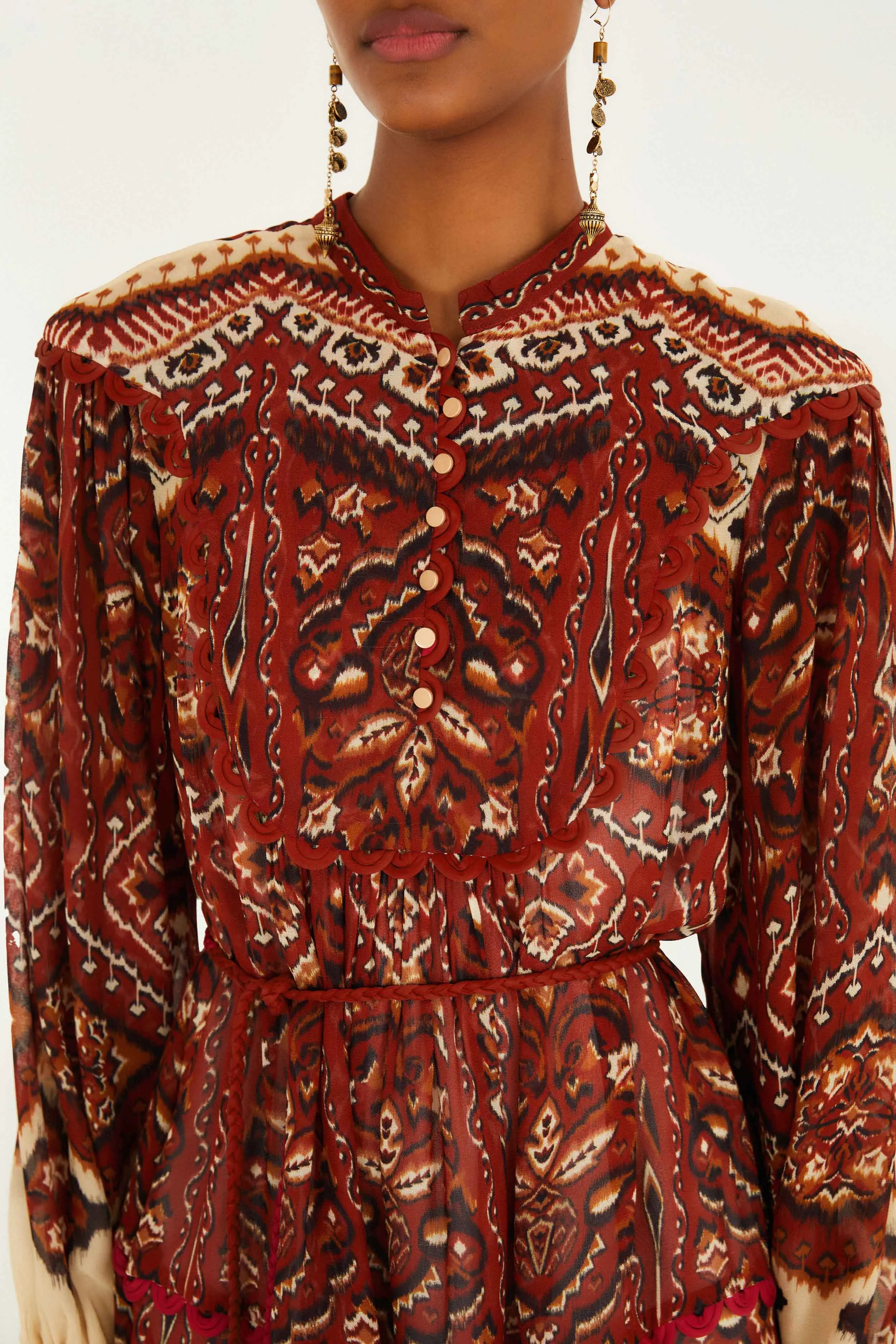 Sand Ainika Pineapple Tapestry Long Sleeve Mini Dress sold by FARM Rio product image thumbnail 3