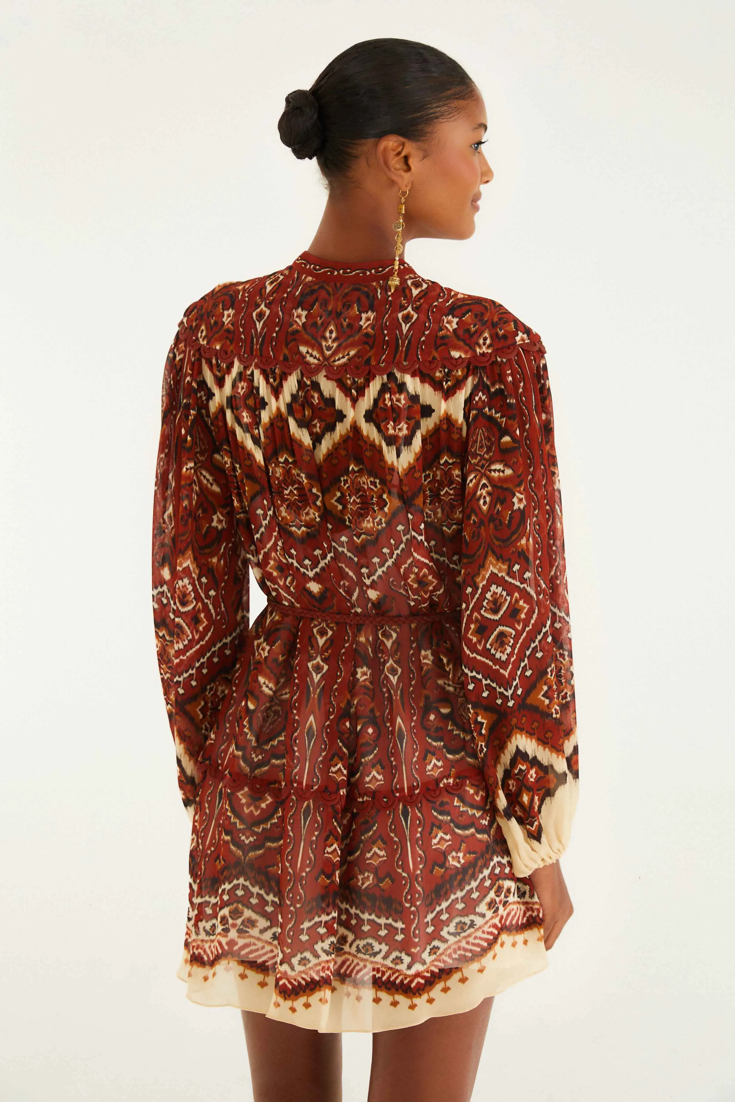 Sand Ainika Pineapple Tapestry Long Sleeve Mini Dress sold by FARM Rio product image thumbnail 4