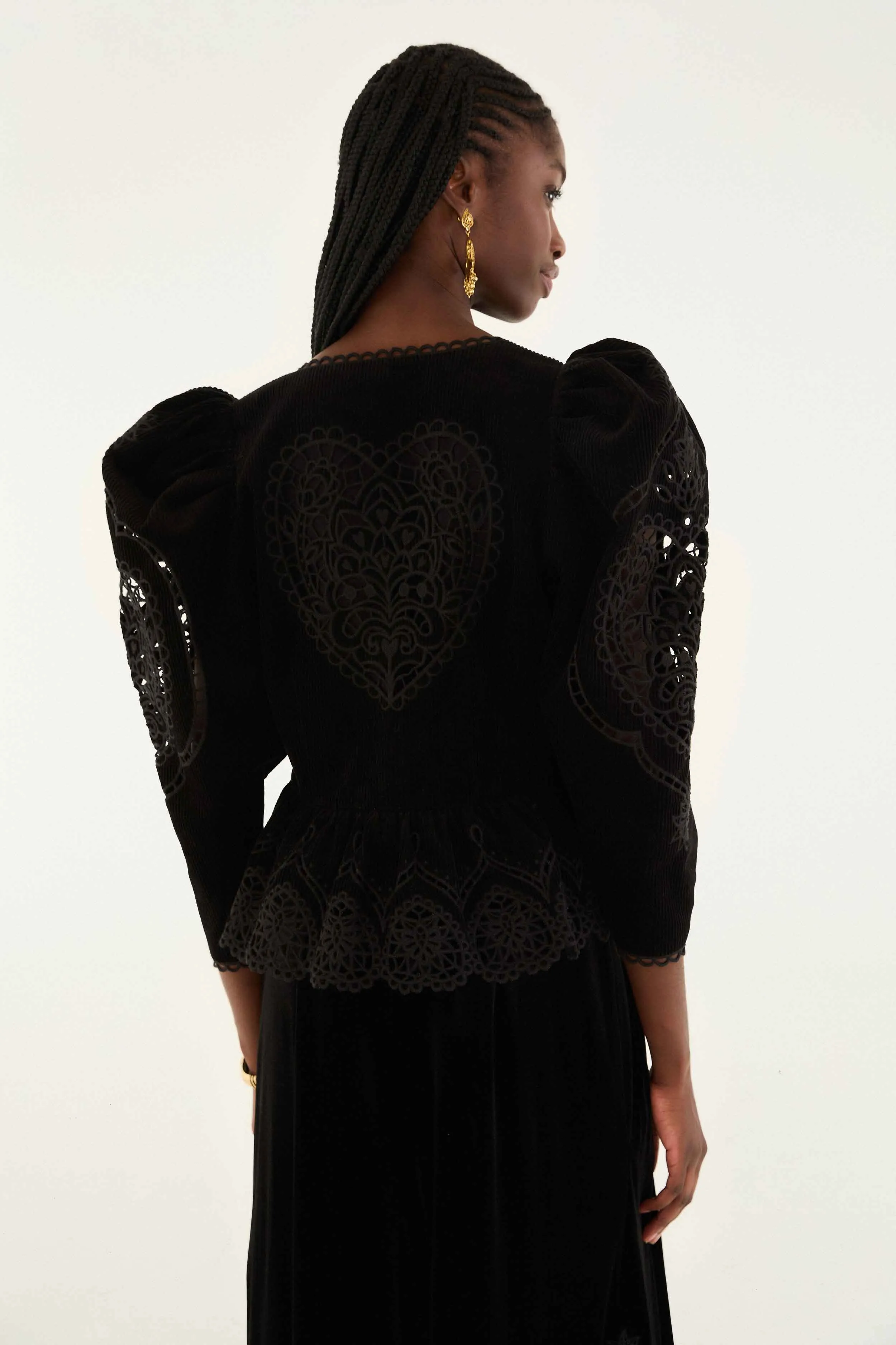 Black Artichoke Heart Richelieu Blouse sold by FARM Rio product image thumbnail 4