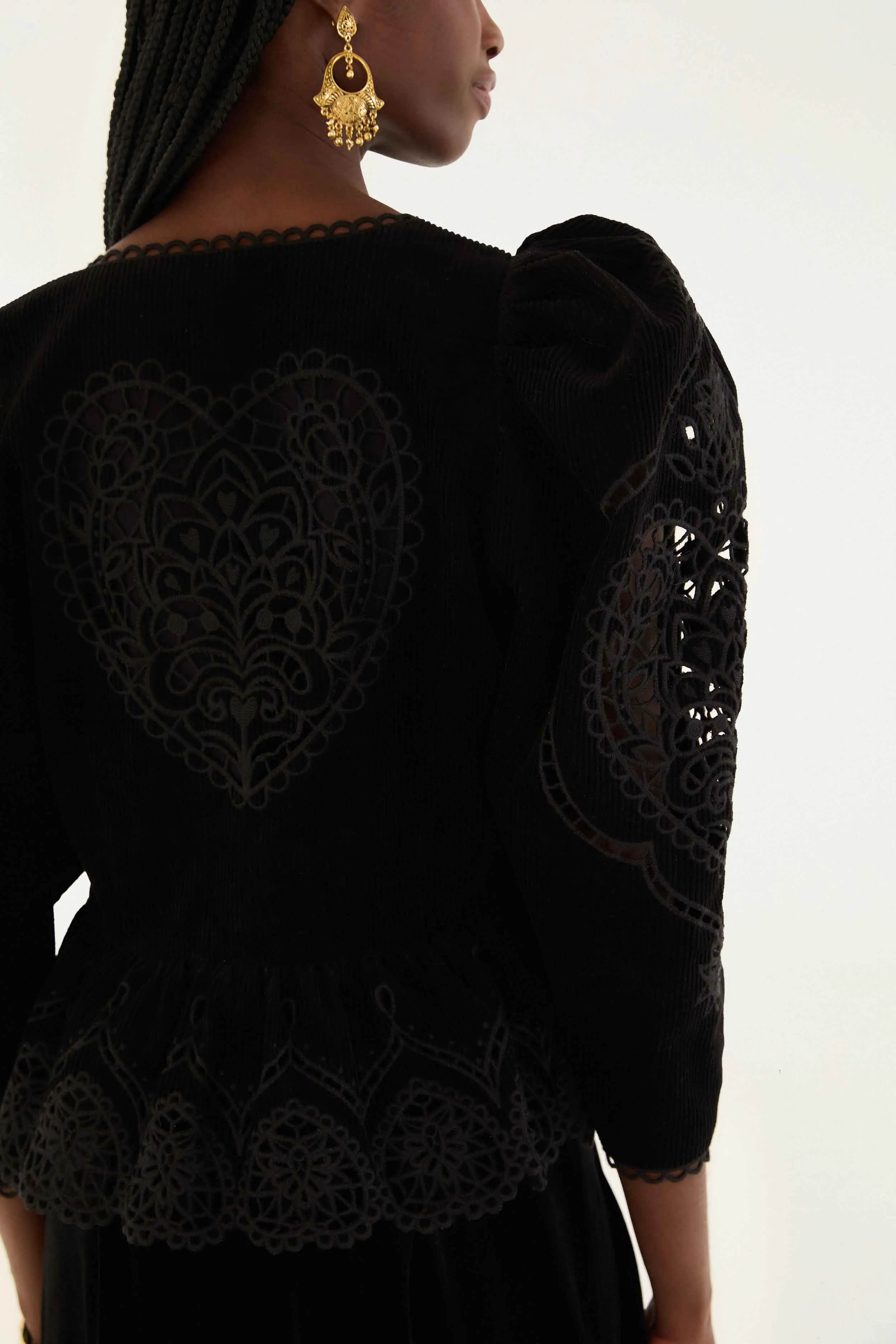 Black Artichoke Heart Richelieu Blouse sold by FARM Rio product image thumbnail 5