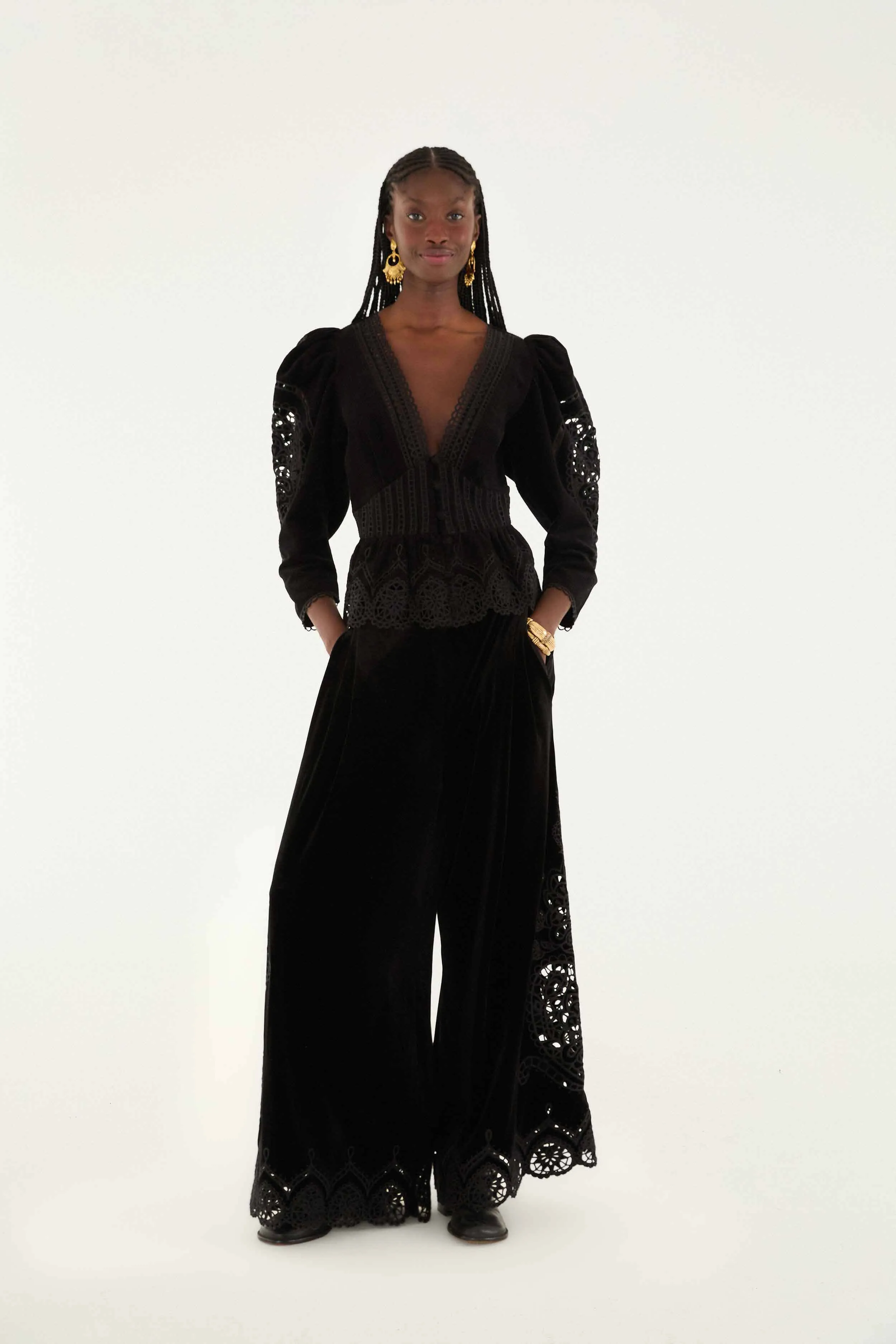 Black Artichoke Heart Richelieu Blouse sold by FARM Rio product image thumbnail 2