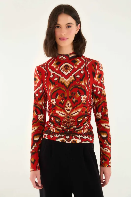 Cream Ainika Pineapple Ikat Blouse sold by FARM Rio