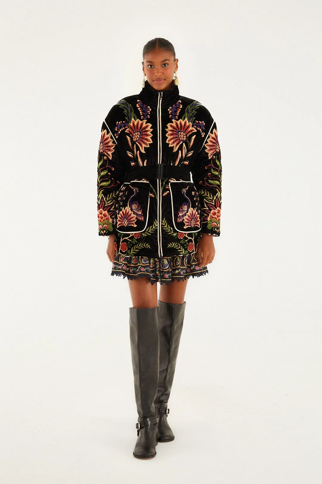 Black Marvelous Garden Puffer Jacket sold by FARM Rio product image thumbnail 2