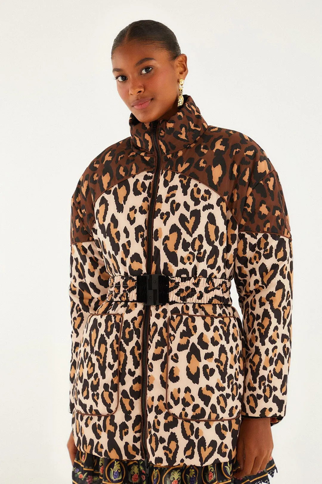 Black Marvelous Garden Puffer Jacket sold by FARM Rio product image thumbnail 3