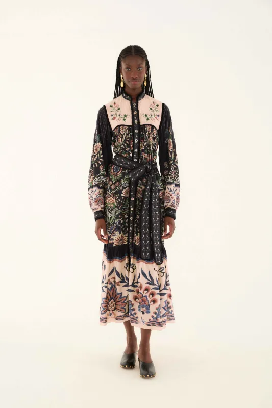 Black Marvelous Garden Long Sleeve Maxi Dress sold by FARM Rio