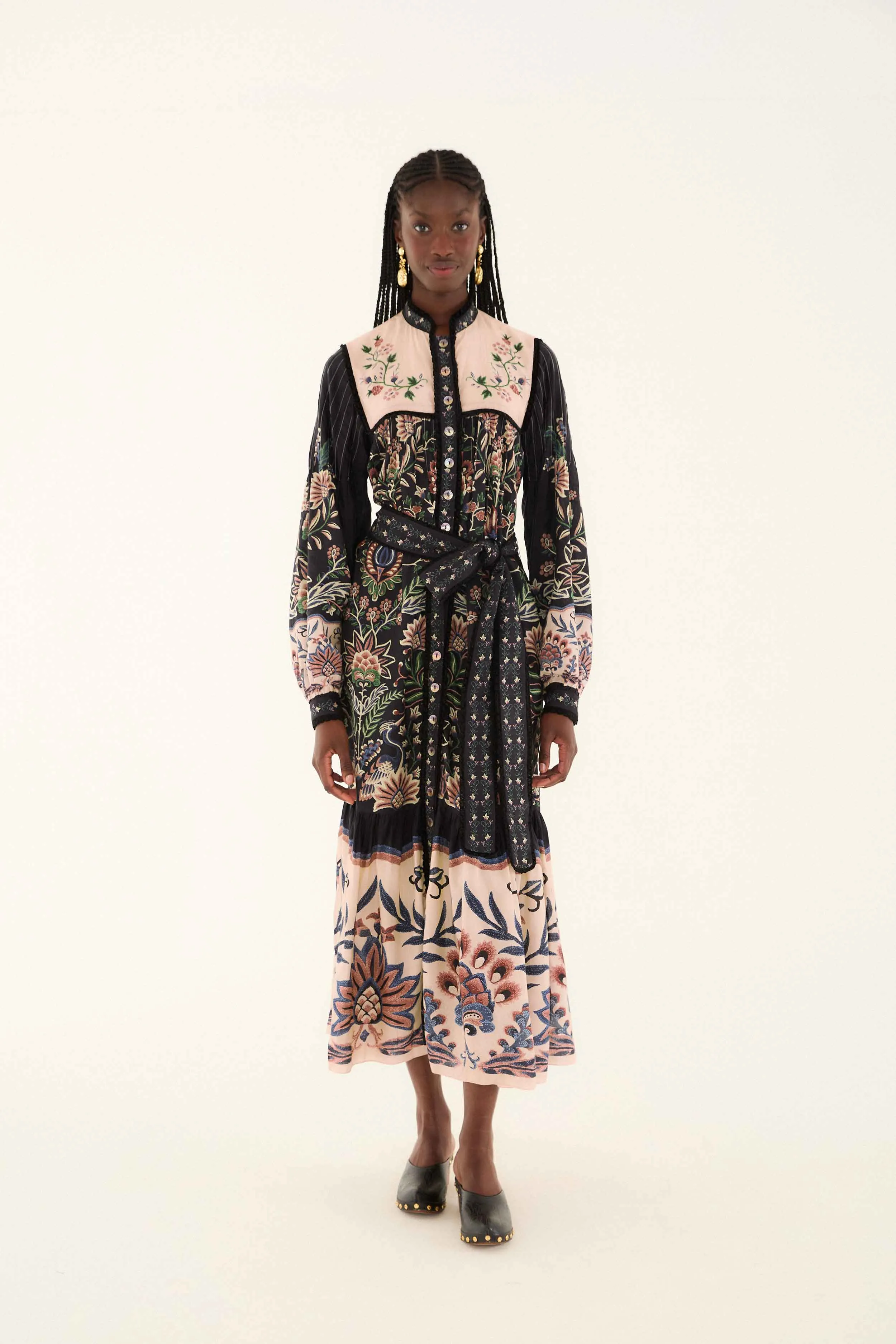 Black Marvelous Garden Long Sleeve Maxi Dress sold by FARM Rio