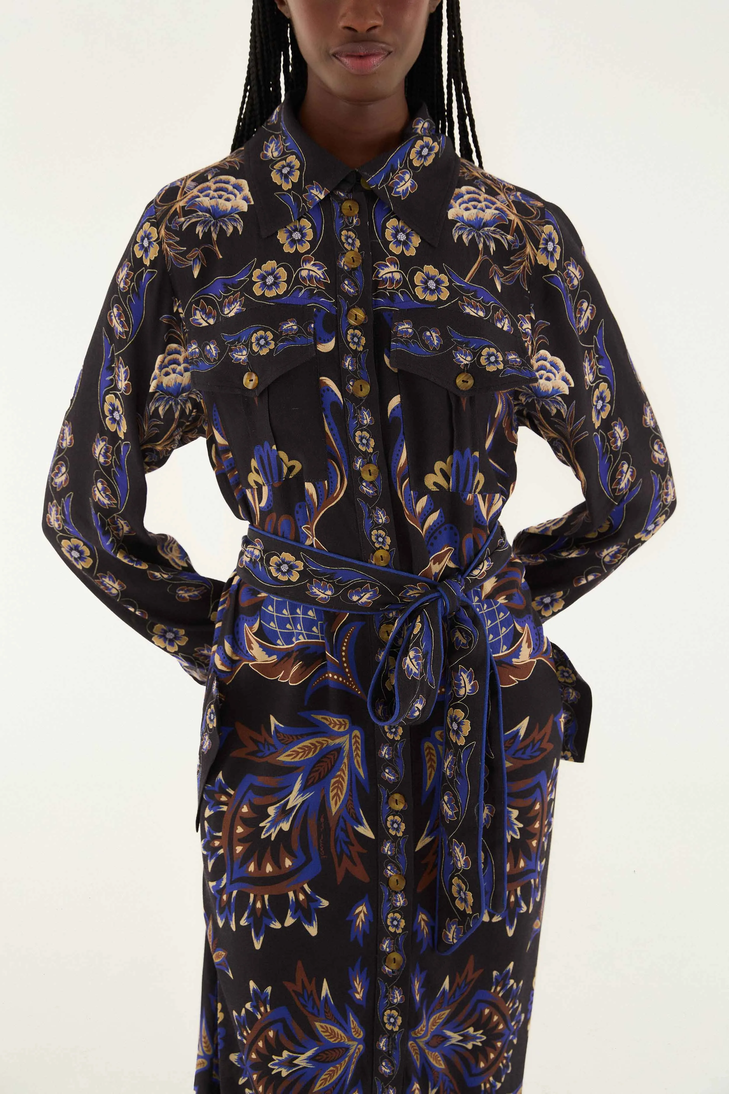 Black Arabesque Mix Scarves Midi Dress sold by FARM Rio product image thumbnail 4