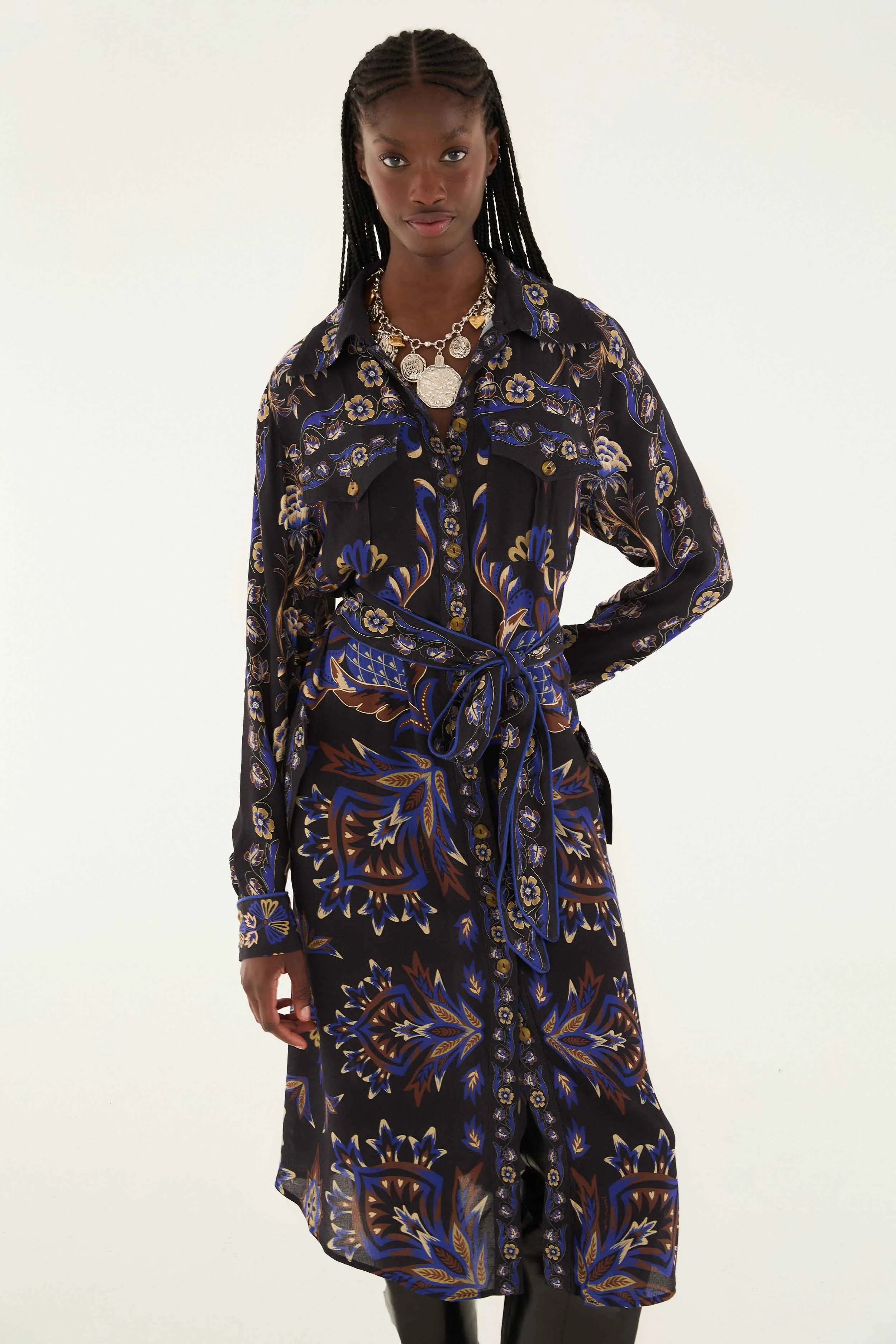 Black Arabesque Mix Scarves Midi Dress sold by FARM Rio product image thumbnail 2