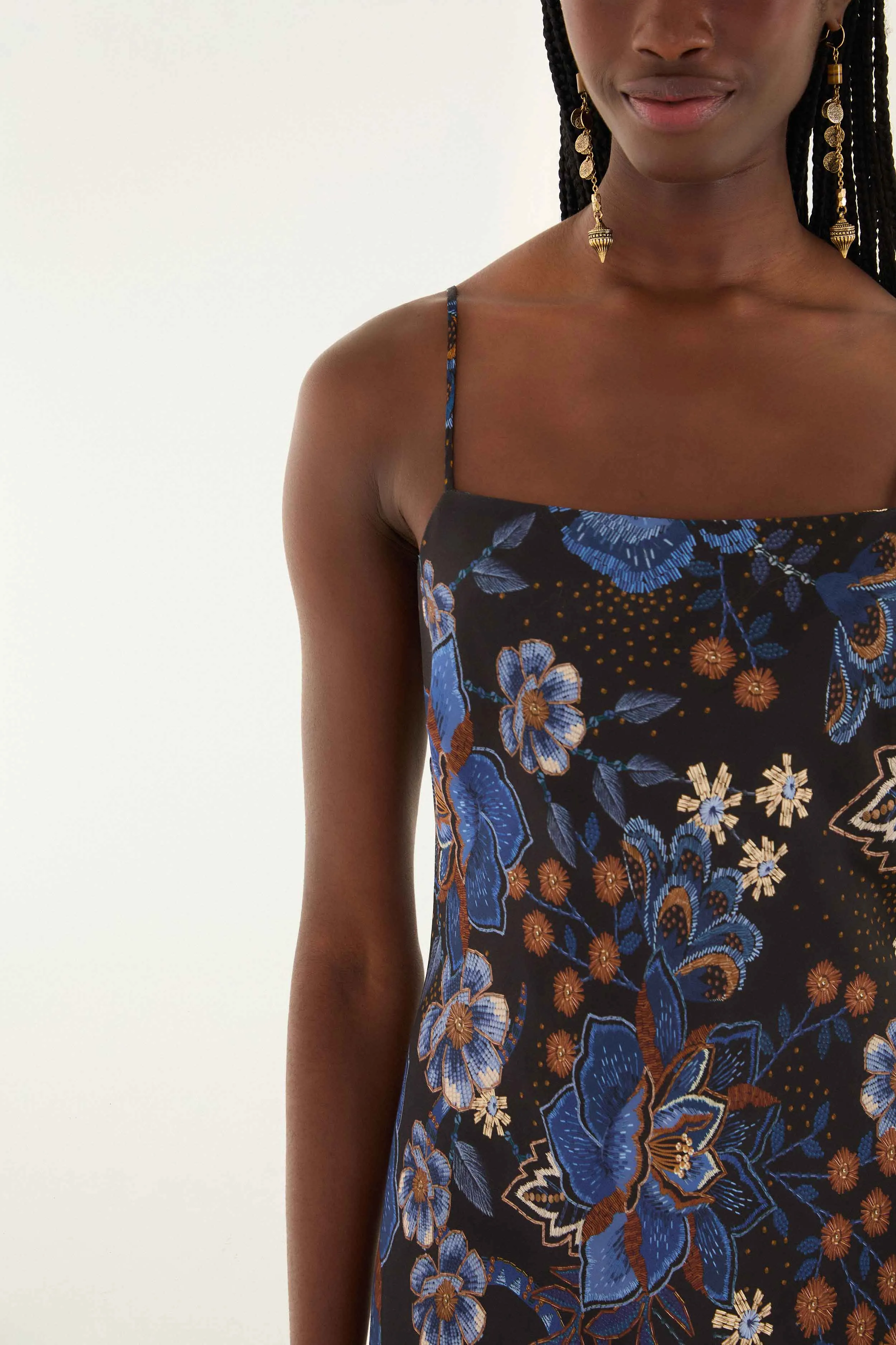 Black Snakes Bouquet Lenzing™ Ecovero™ Slip Maxi Dress sold by FARM Rio product image thumbnail 3