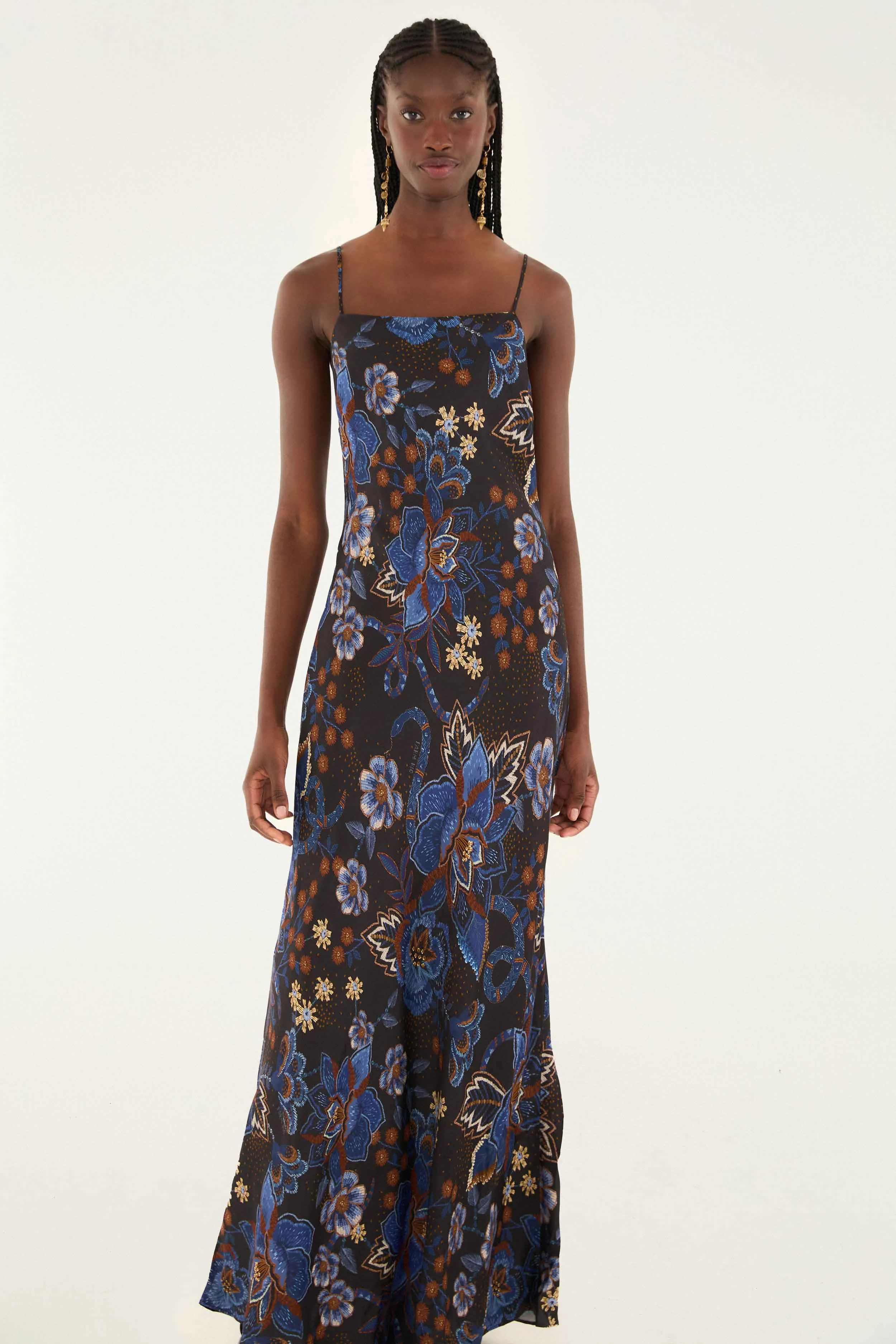 Black Snakes Bouquet Lenzing™ Ecovero™ Slip Maxi Dress sold by FARM Rio product image thumbnail 2