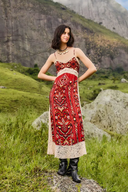 Sand Ainika Pineapple Ikat Midi Dress sold by FARM Rio