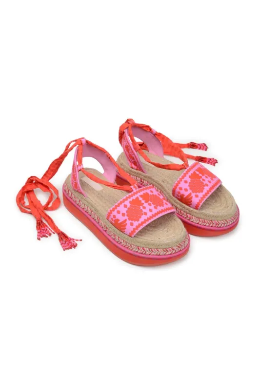 Red Jungle Scarf Espadrille Flatform Sandal sold by FARM Rio