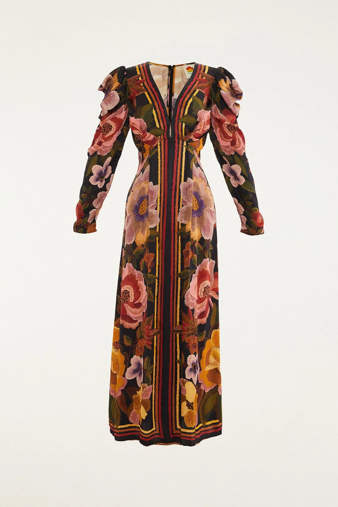 Black Chenille Flowers Lenzing™ Ecovero™ Viscose Midi Dress sold by FARM Rio product image thumbnail 5