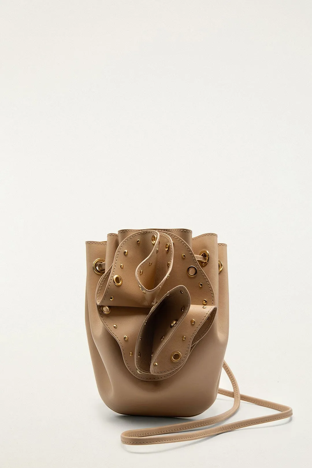 Cream Leather Studded Crossbody Flower Bag sold by FARM Rio
