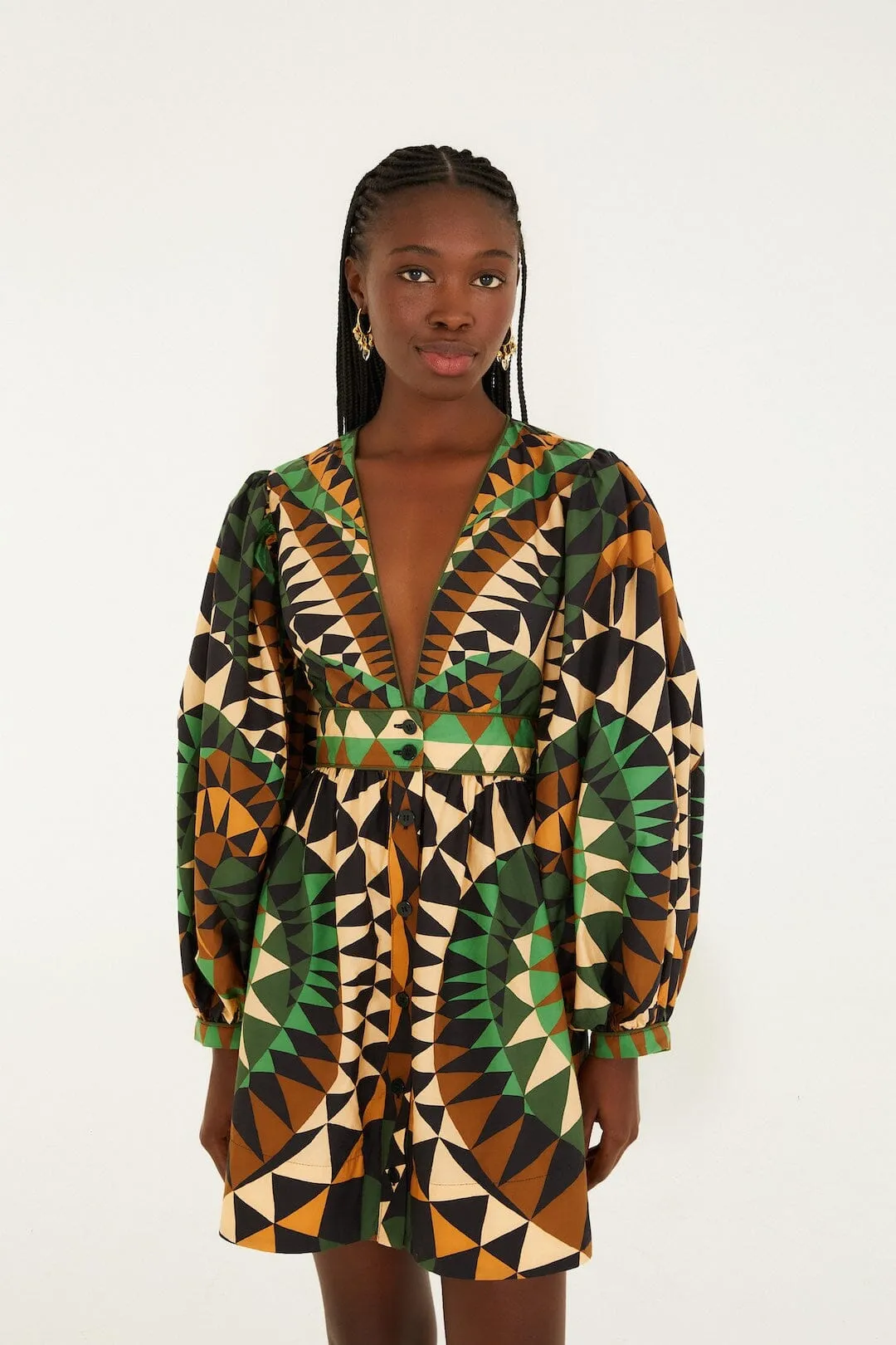 Green Heart Deco Puff Sleeve Organic Cotton Mini Dress sold by FARM Rio