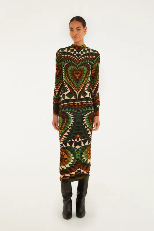 Multicolor Heart Deco Long Sleeve Jersey Midi Dress sold by FARM Rio