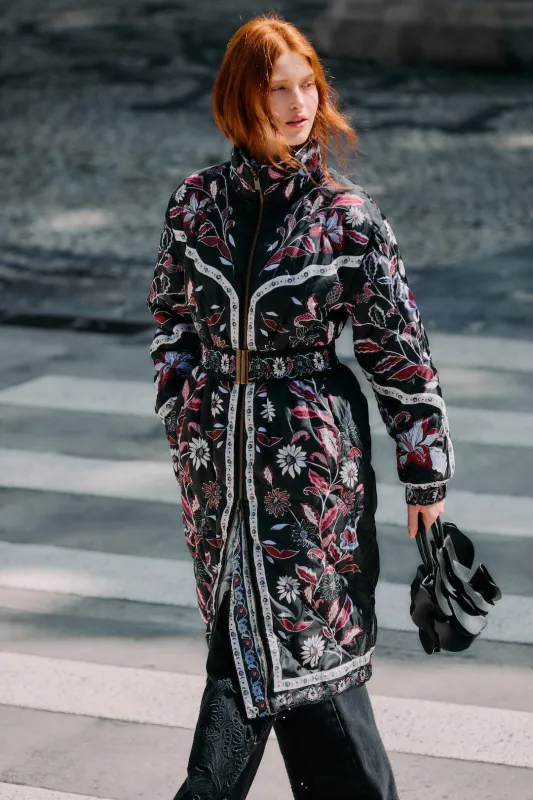 Black Marcelle Reversible Maxi Puffer Jacket made by FARM Rio