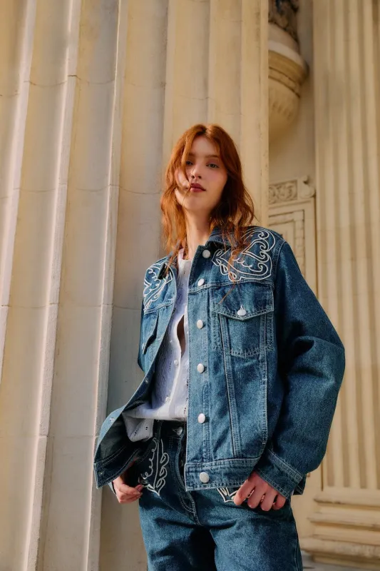 Denim Cornely Buttoned Embroidered Jacket sold by FARM Rio