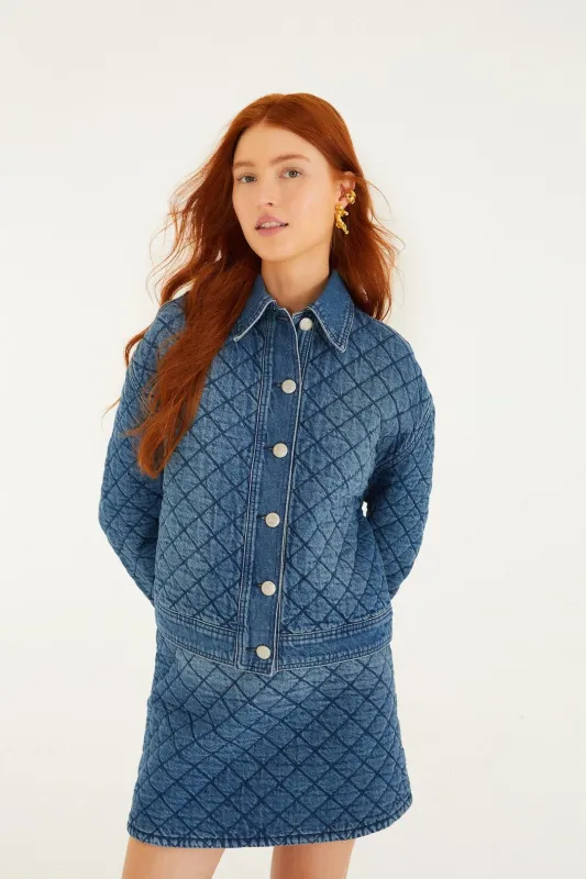 Denim Quilted Mini Skirt made by FARM Rio