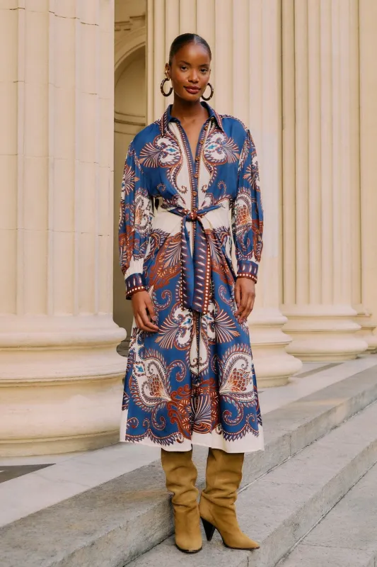 Blue Arabesque Scarf Lenzing™ Ecovero™ Viscose Midi Dress sold by FARM Rio