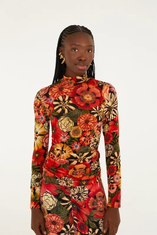 Black Flowershop Ruched Waist Jersey Blouse sold by FARM Rio