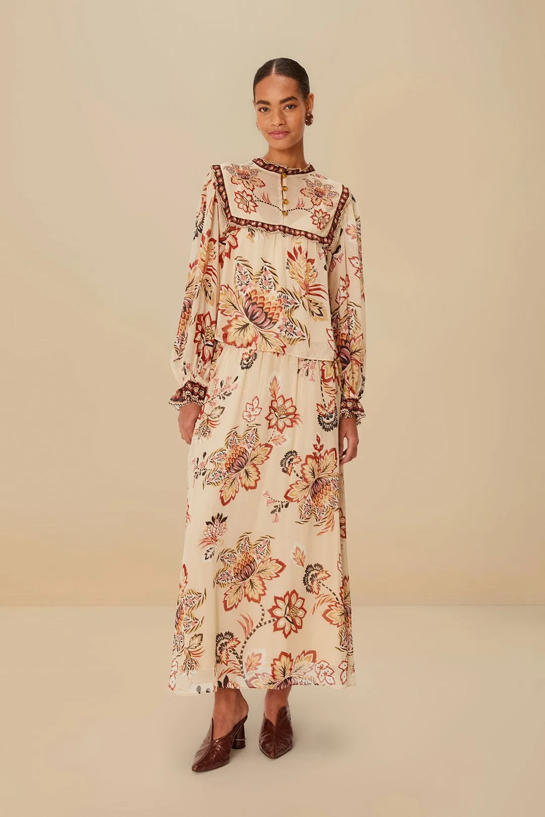 Sand Aura Floral Blouse sold by FARM Rio