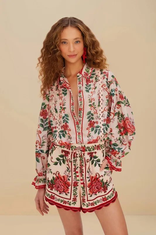 Flower Tapestry Pink Shorts sold by FARM Rio