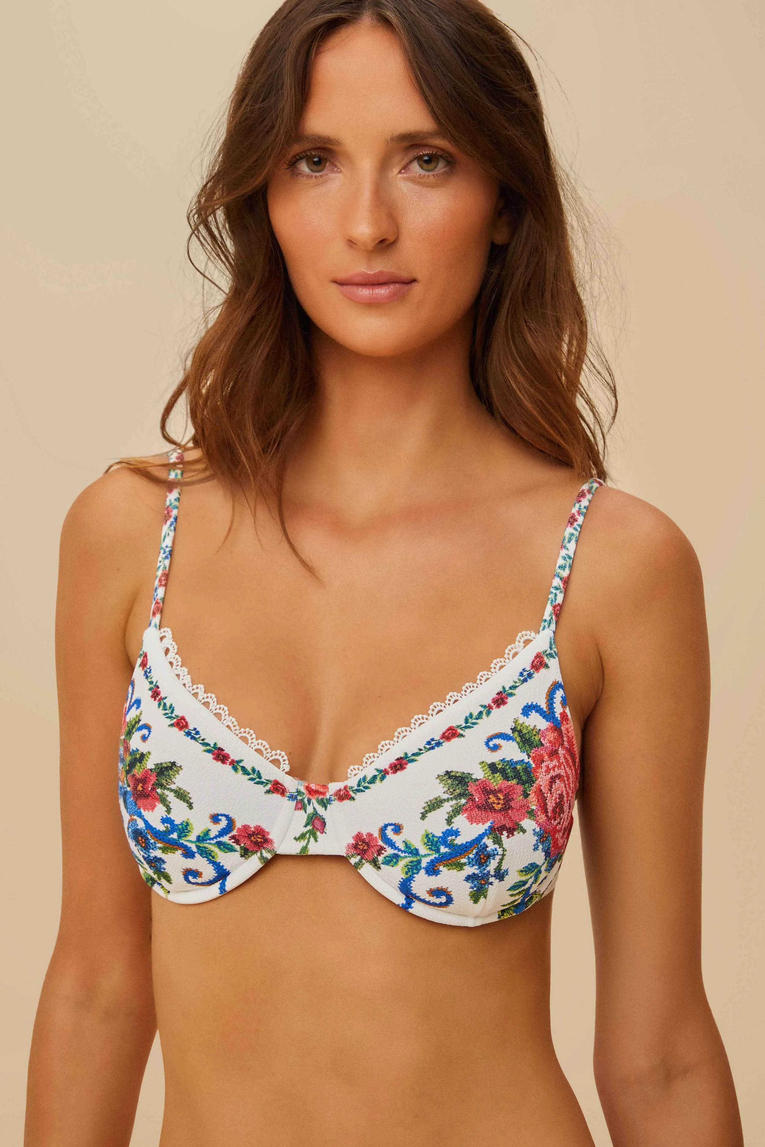 Flower Tapestry Underwire Bikini Top sold by FARM Rio