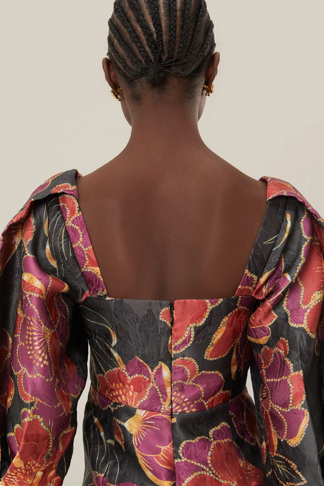 Black Shiny Chita Short Sleeve Midi Dress sold by FARM Rio product image thumbnail 4