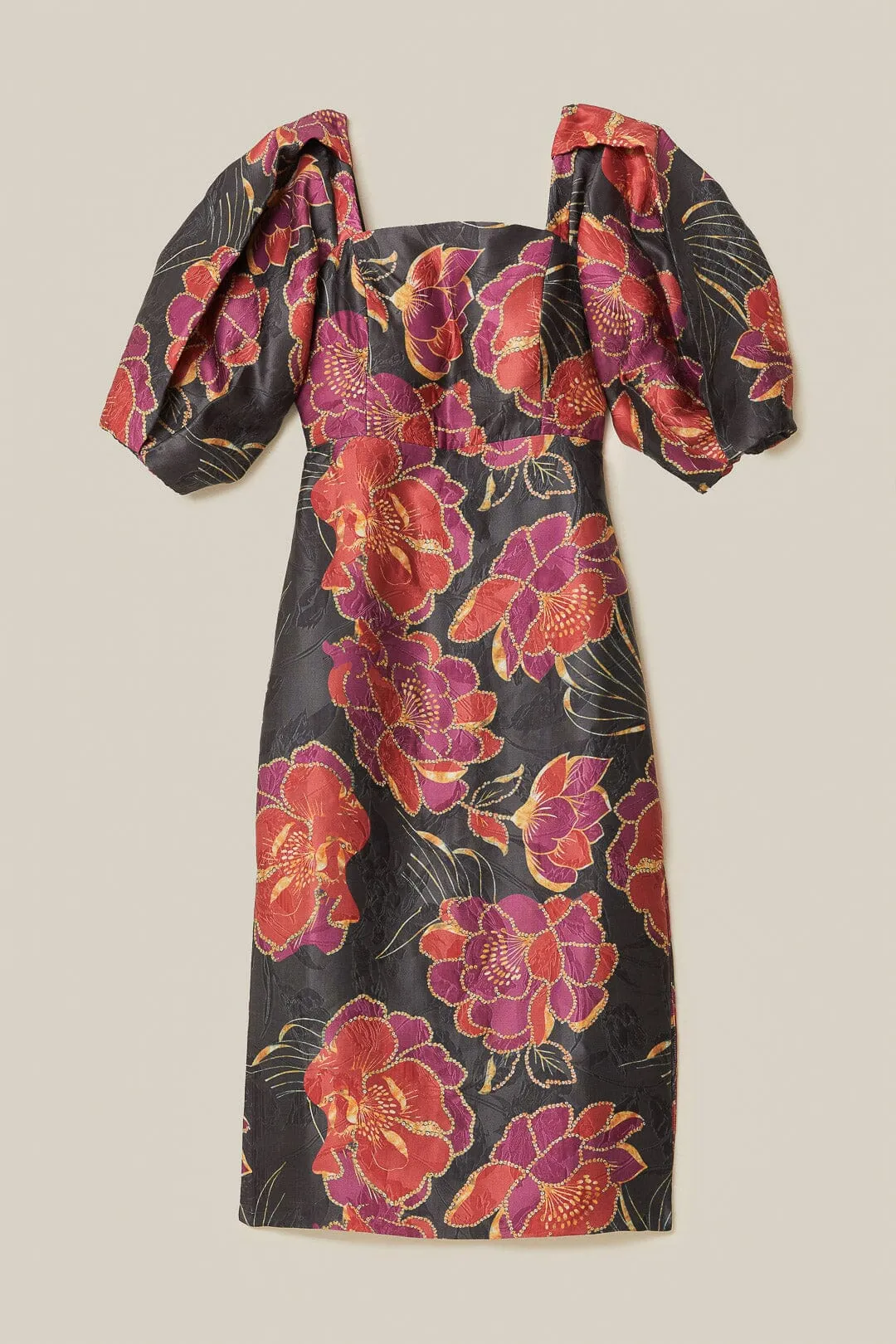 Black Shiny Chita Short Sleeve Midi Dress sold by FARM Rio product image thumbnail 5