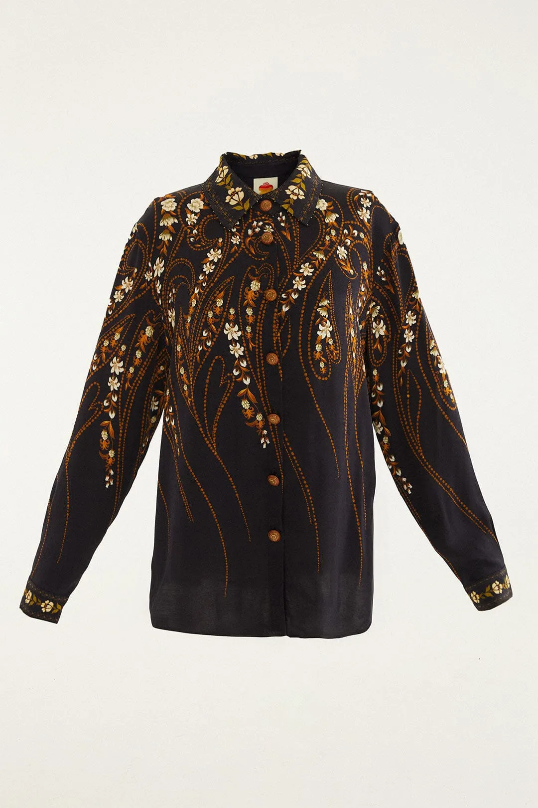 Black Garden Printed Buttons Lenzing™ Ecovero™ Viscose Shirt sold by FARM Rio product image thumbnail 5