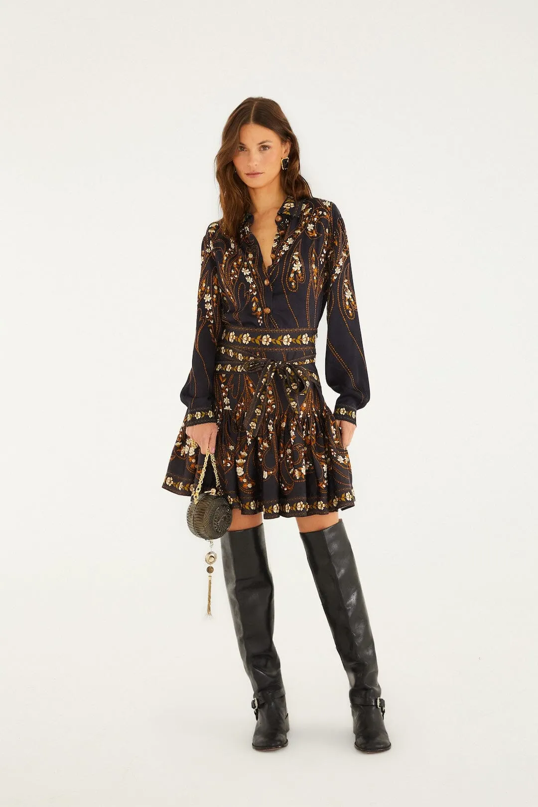 Black Garden Printed Buttons Lenzing™ Ecovero™ Viscose Shirt sold by FARM Rio product image thumbnail 2