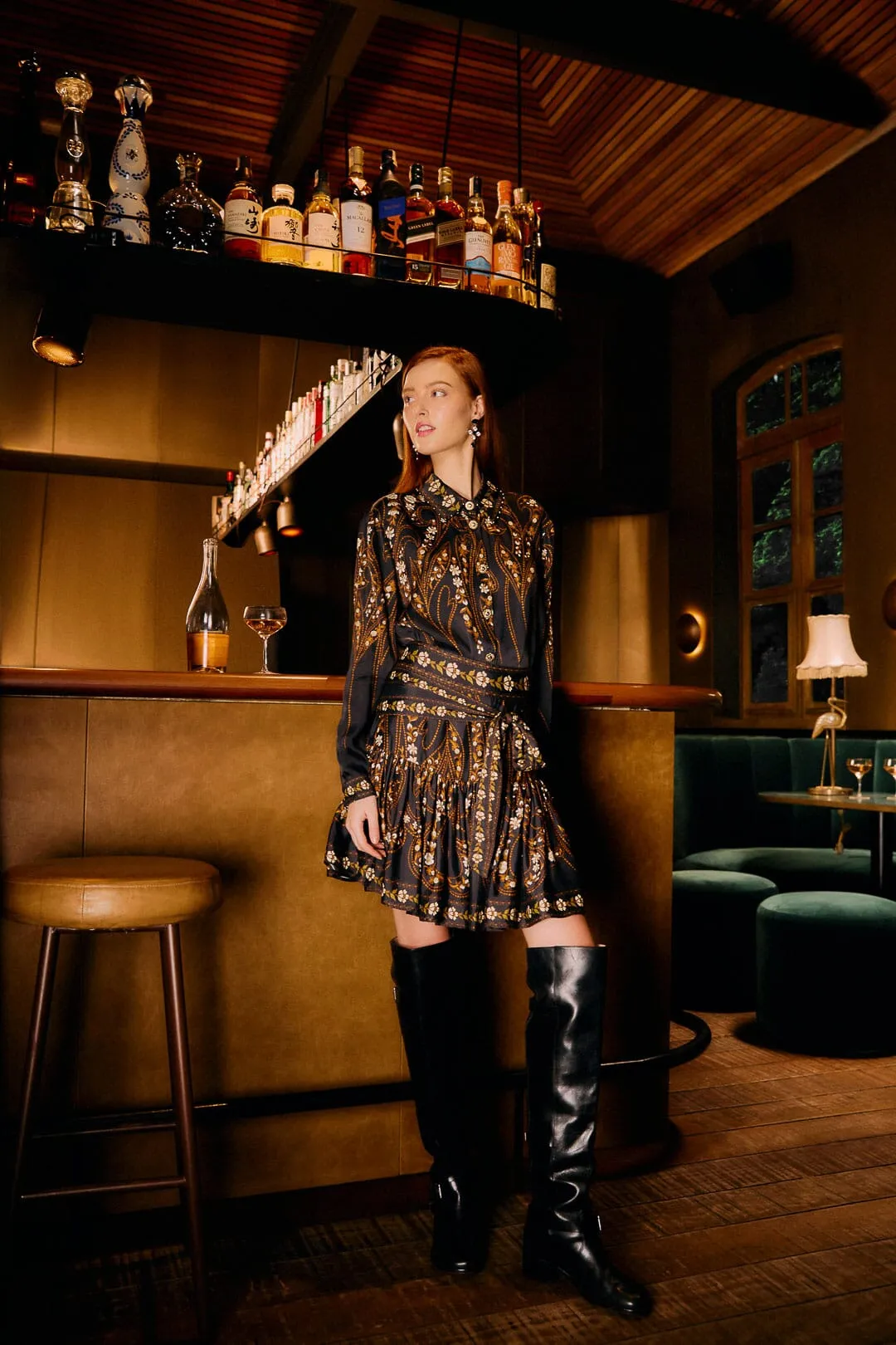 Black Garden Belted Lenzing™ Ecovero™ Viscose Mini Skirt sold by FARM Rio product image thumbnail 3