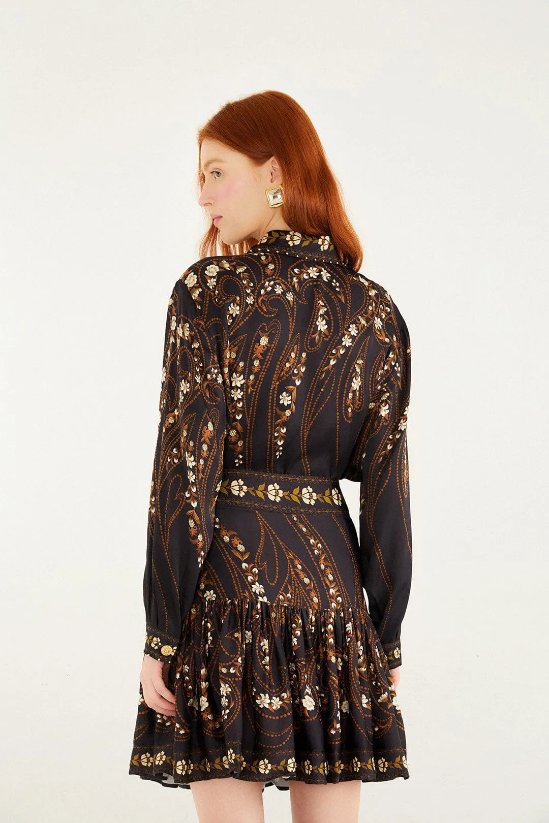 Black Garden Belted Lenzing™ Ecovero™ Viscose Mini Skirt sold by FARM Rio product image thumbnail 4