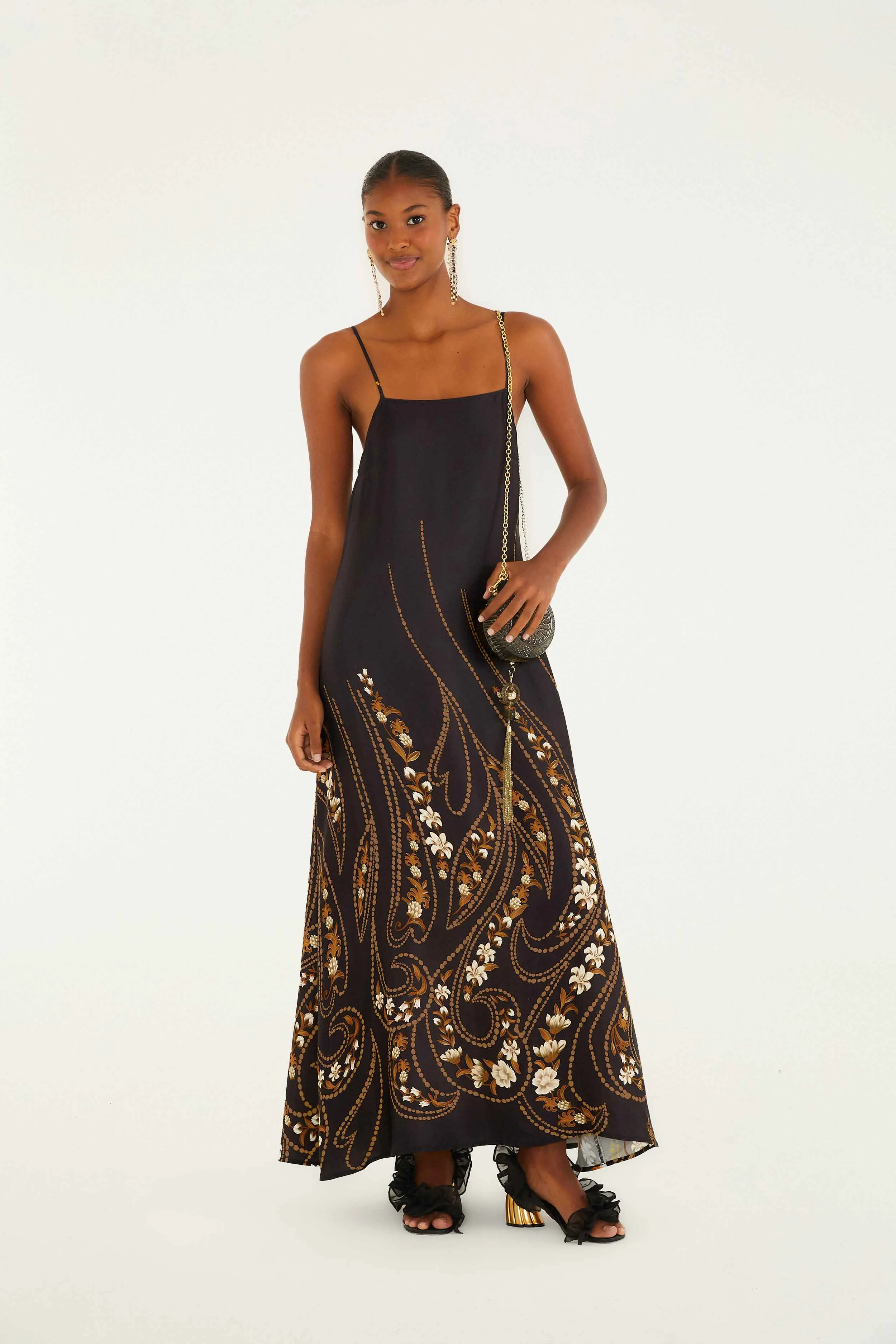Black Garden Lenzing™ Ecovero™ Viscose Slip Midi Dress sold by FARM Rio product image thumbnail 3