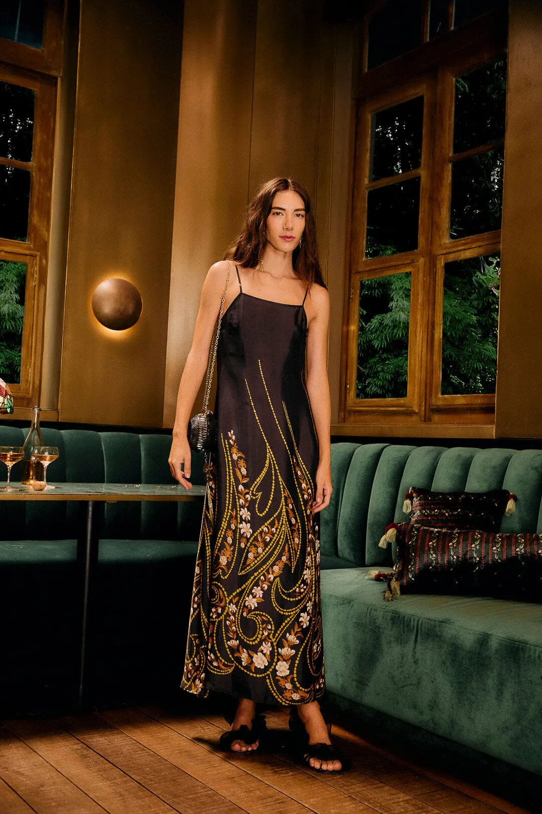 Black Garden Lenzing™ Ecovero™ Viscose Slip Midi Dress sold by FARM Rio product image thumbnail 2