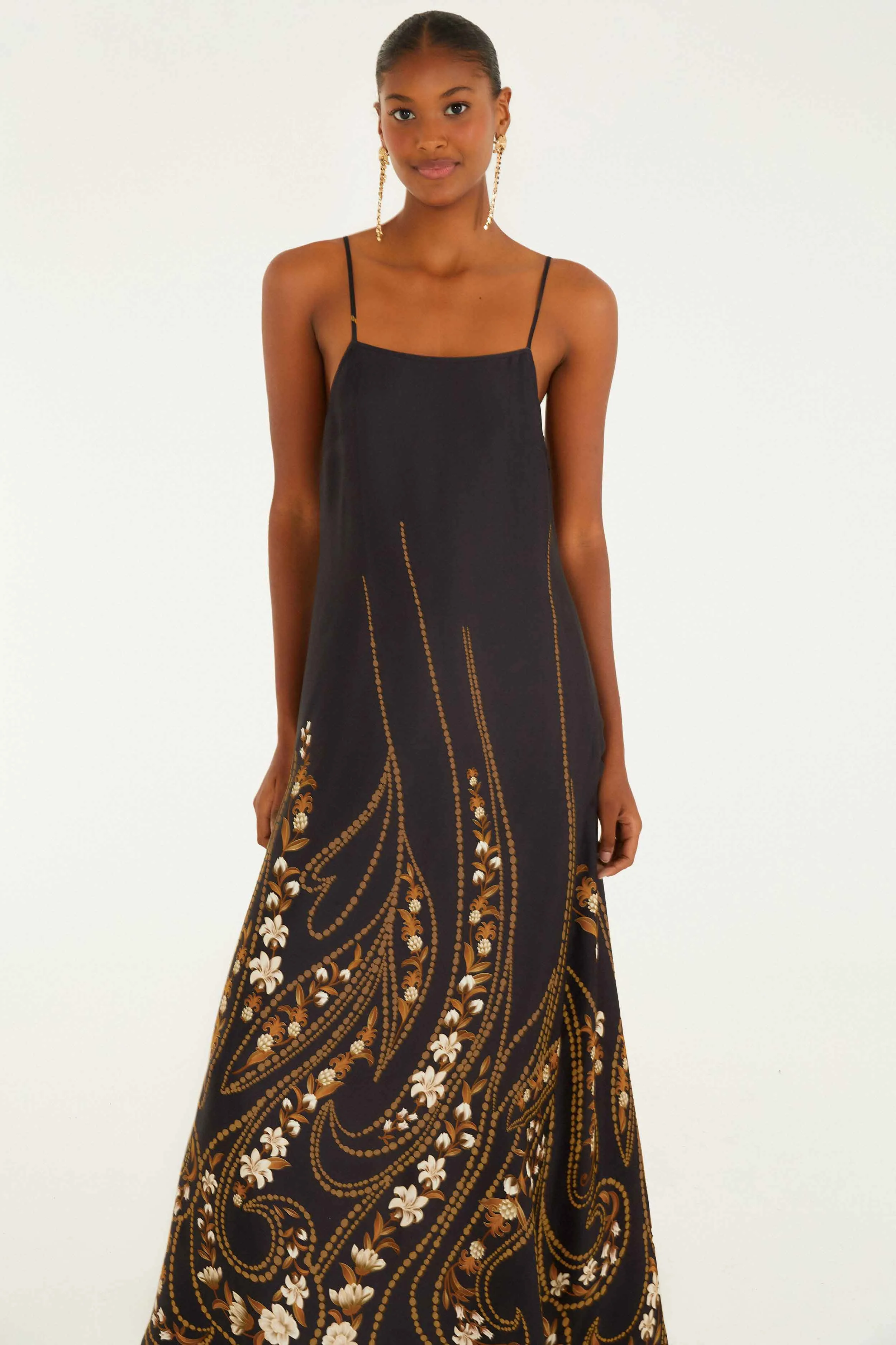 Black Garden Lenzing™ Ecovero™ Viscose Slip Midi Dress sold by FARM Rio product image thumbnail 4