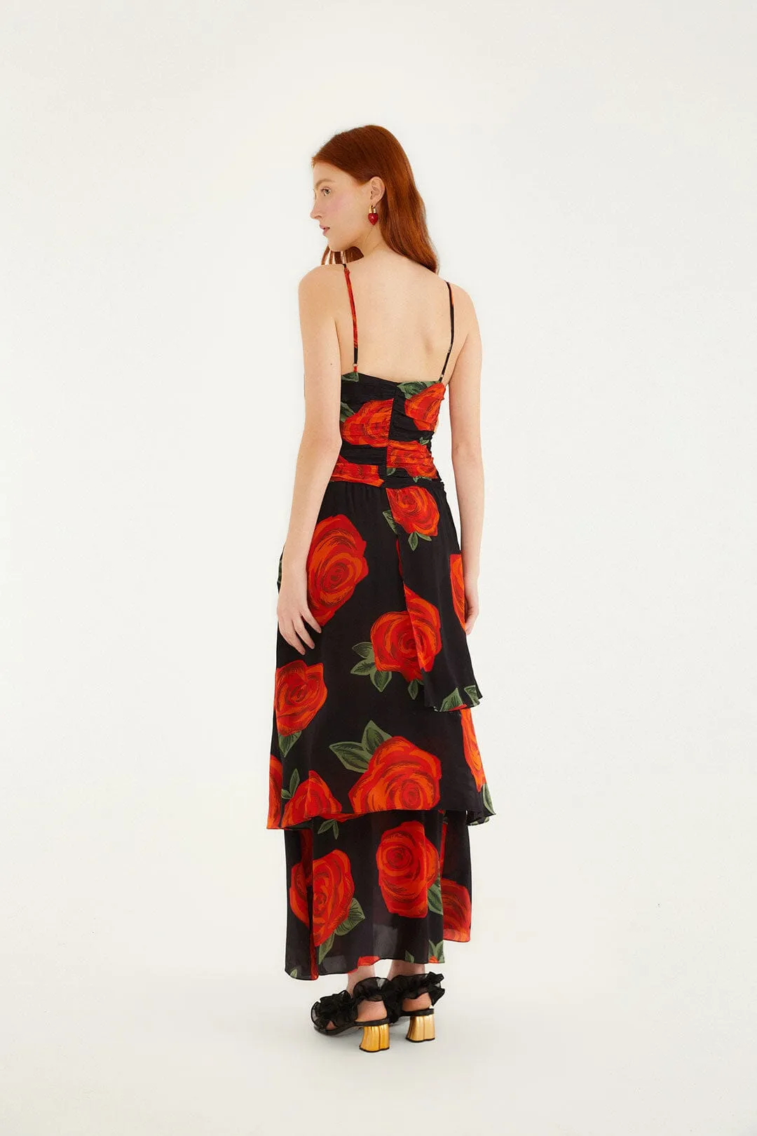 Black Latin Roses 3d Flower Layered Maxi Dress sold by FARM Rio product image thumbnail 5