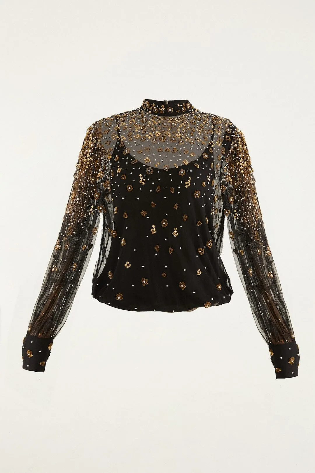 Black Embroidered Tulle Lined Blouse sold by FARM Rio product image thumbnail 5